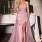 Ladivine CC492 Captivating Beaded Detachable Tulle Overskirt Fitted Gown