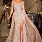 Ladivine CC492 Captivating Beaded Detachable Tulle Overskirt Fitted Gown