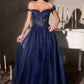 Ladivine CC493 Regal Off the Shoulder Soft Tulle Straps Ball Gown
