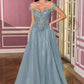 Ladivine CC493 Regal Off the Shoulder Soft Tulle Straps Ball Gown