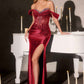 CLEARANCE - Ladivine CC494 Corset Bodice Off Shoulder Champagne/Gold Gown (Size 6)