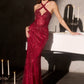 Ladivine CC495 Halter Neckline Beaded Motif Fitted Gown