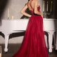 Ladivine CC495 Halter Neckline Beaded Motif Fitted Gown