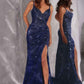 Ladivine CC498 Radiating Glamour Thigh High Slit Formal Gown