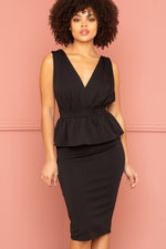 Shimmer Peplum Midi Dress - Farnelli