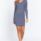 Long Slv V-neck Sweater Mini Dress - Farnelli