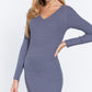 Long Slv V-neck Sweater Mini Dress - Farnelli