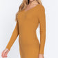 Long Slv V-neck Sweater Mini Dress - Farnelli