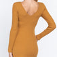 Long Slv V-neck Sweater Mini Dress - Farnelli