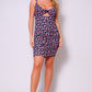 Spaghetti Strap Twist Front Cutout Floral Ruched Mini Dress - Farnelli