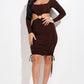Solid Long Sleeve Ruched Short Dress With O Ring - Farnelli