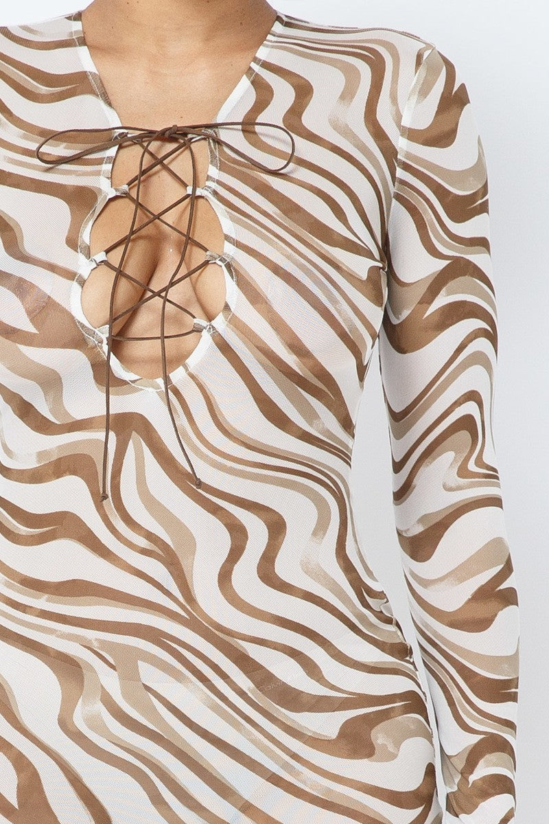 Printed Mesh Dress - Farnelli