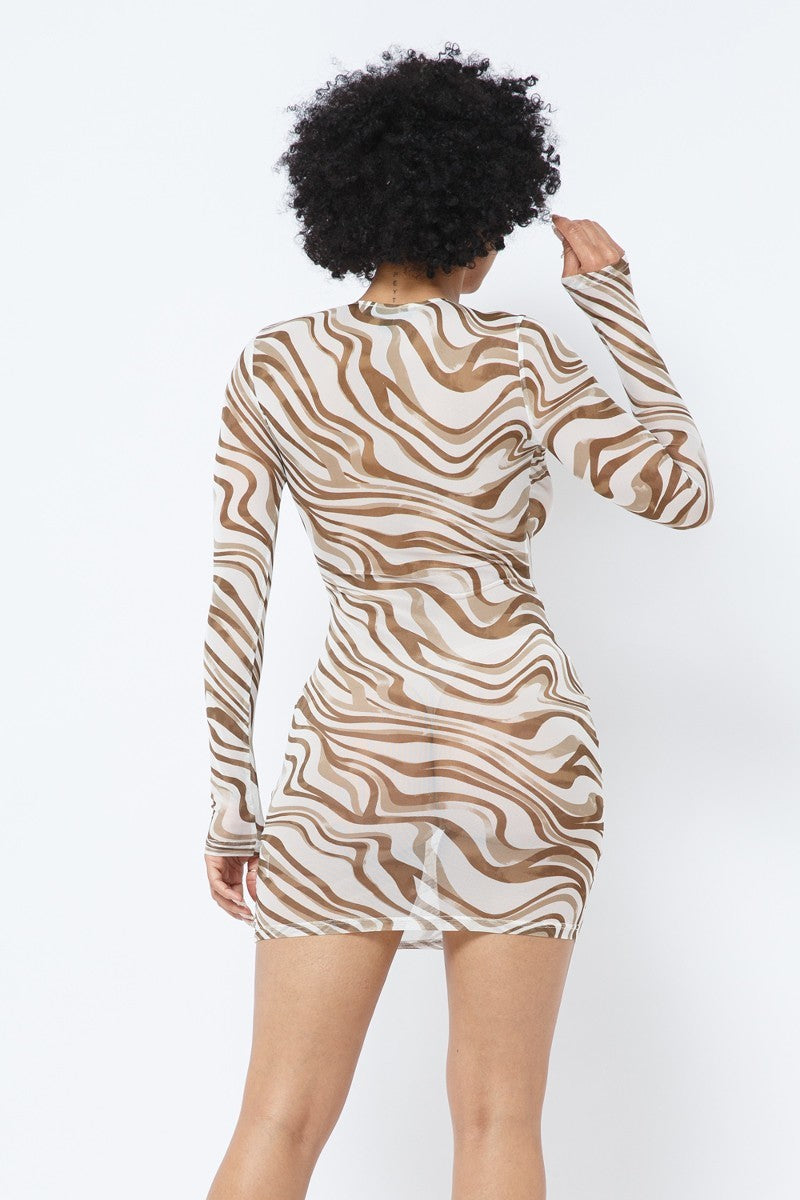 Printed Mesh Dress - Farnelli