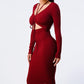 Trendy Front Shirring Cut-out Long Sleeved Dress - Farnelli