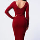 Trendy Front Shirring Cut-out Long Sleeved Dress - Farnelli