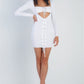 Knit Cut-out Bustier Top Lace Down Detail Mini Dress - Farnelli