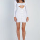 Knit Cut-out Bustier Top Lace Down Detail Mini Dress - Farnelli
