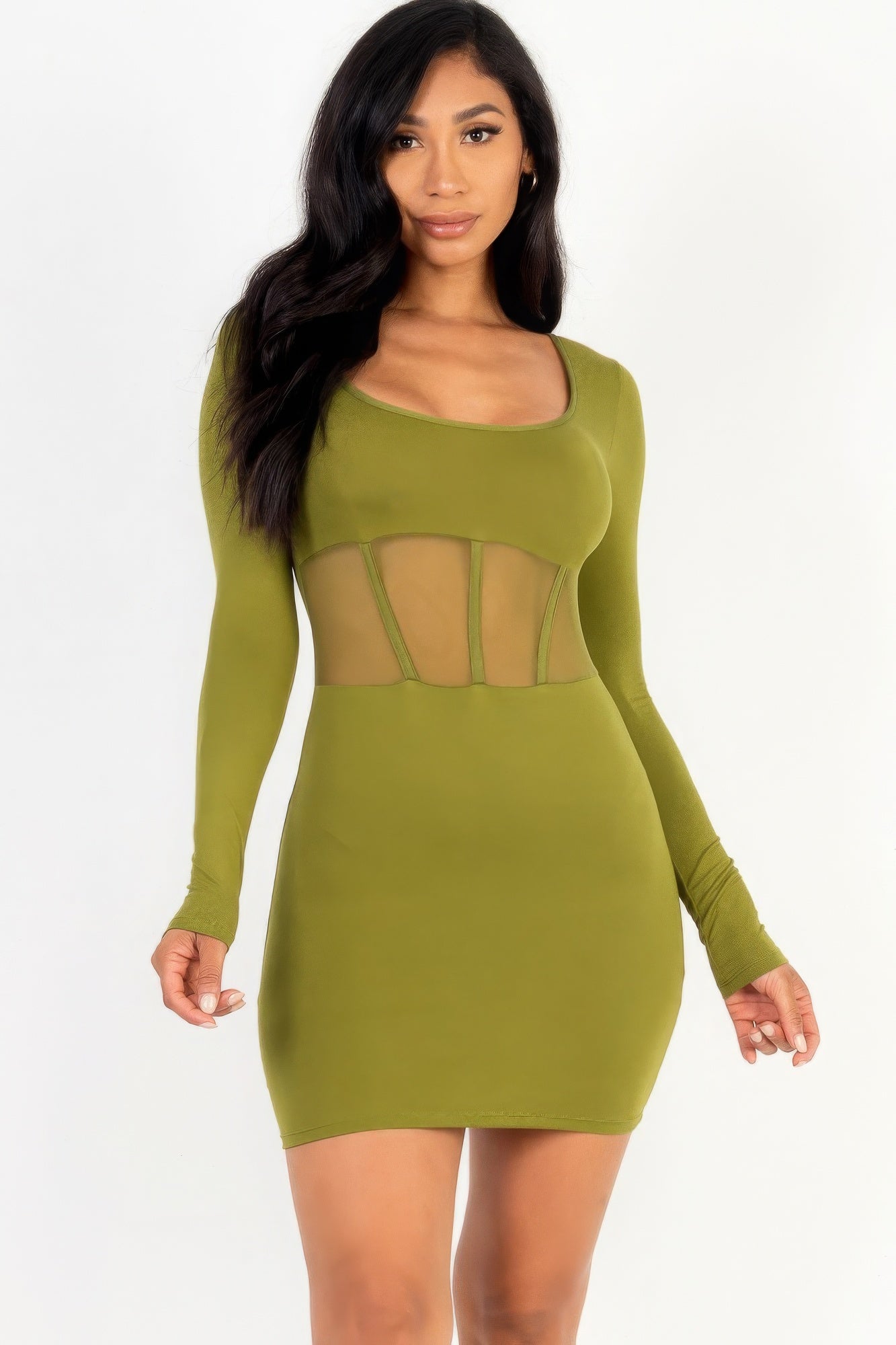 Square neck mesh corset mini dress - Farnelli