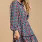 Collared neckline button down floral print dress with crochet trimmed details - Farnelli
