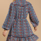 Collared neckline button down floral print dress with crochet trimmed details - Farnelli