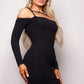 Long Sleeve Cuff Front Strap Mini Dress - Farnelli