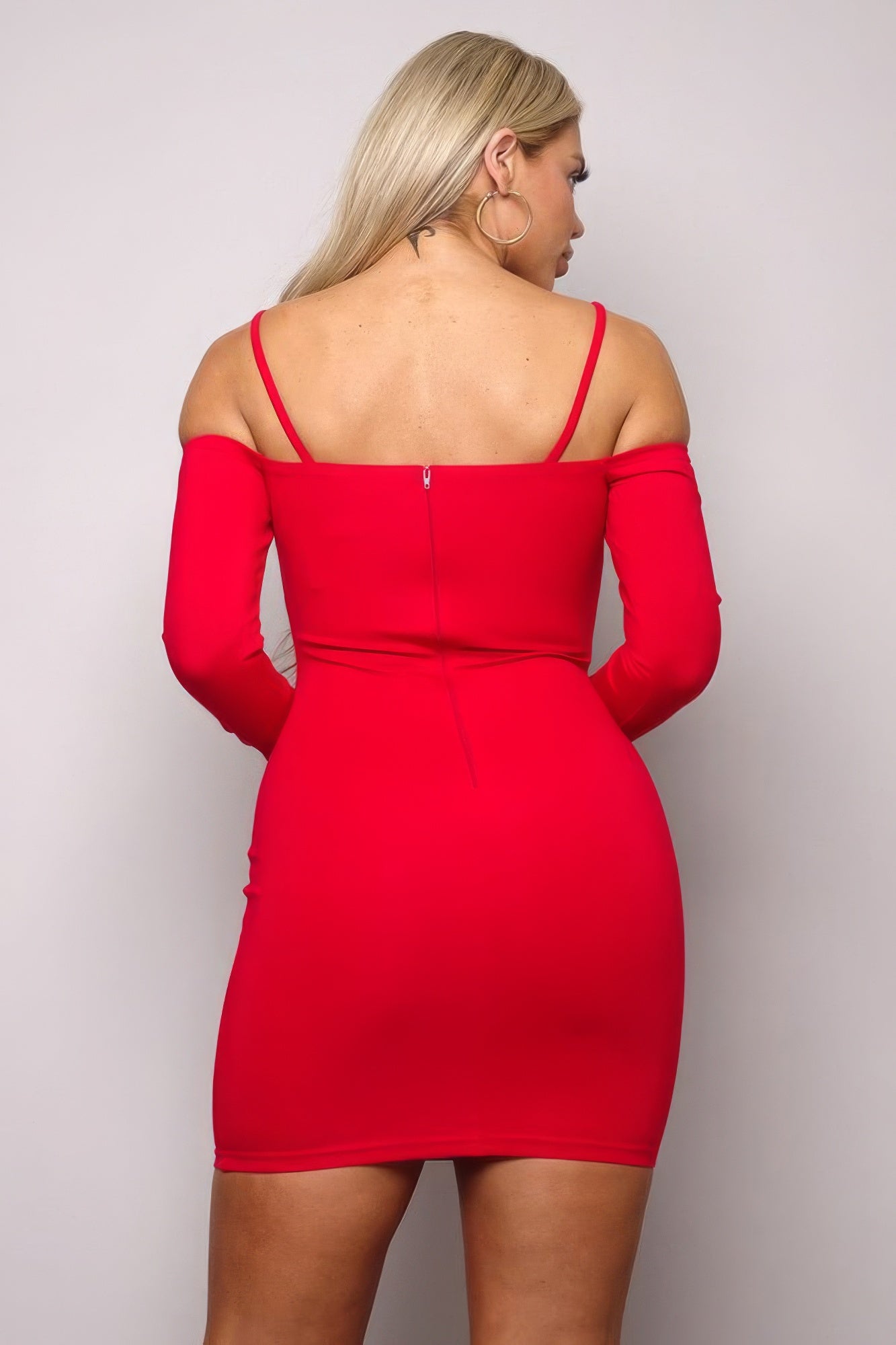 Long Sleeve Cuff Front Strap Mini Dress - Farnelli