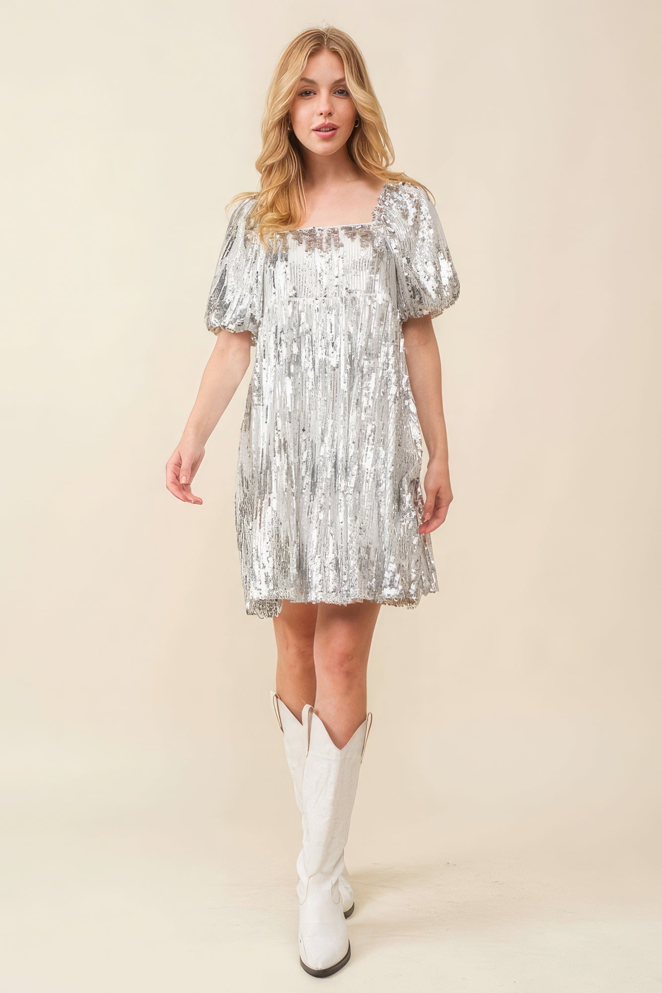 Sequin Babydoll Mini Dress - Farnelli