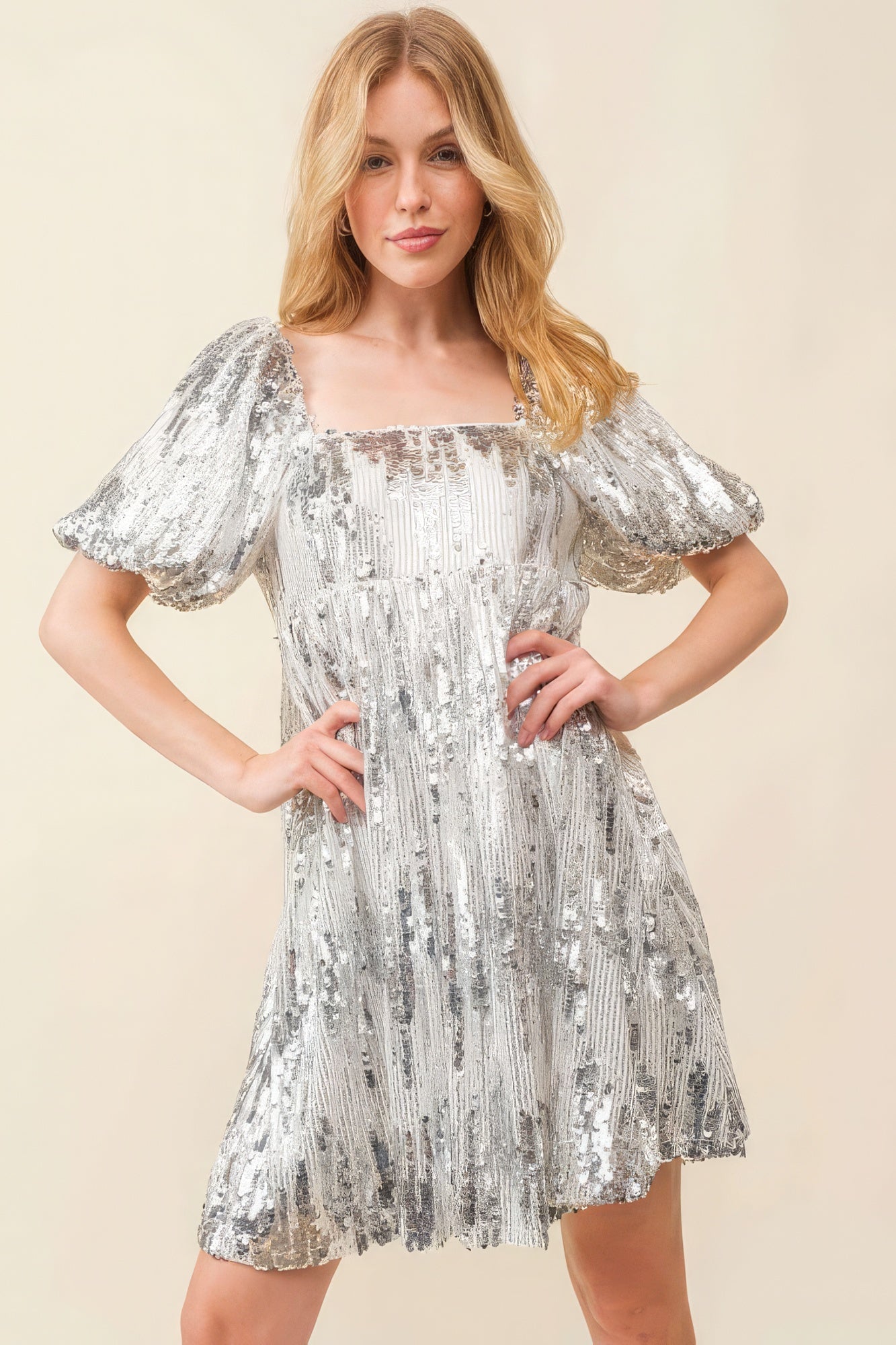 Sequin Babydoll Mini Dress - Farnelli