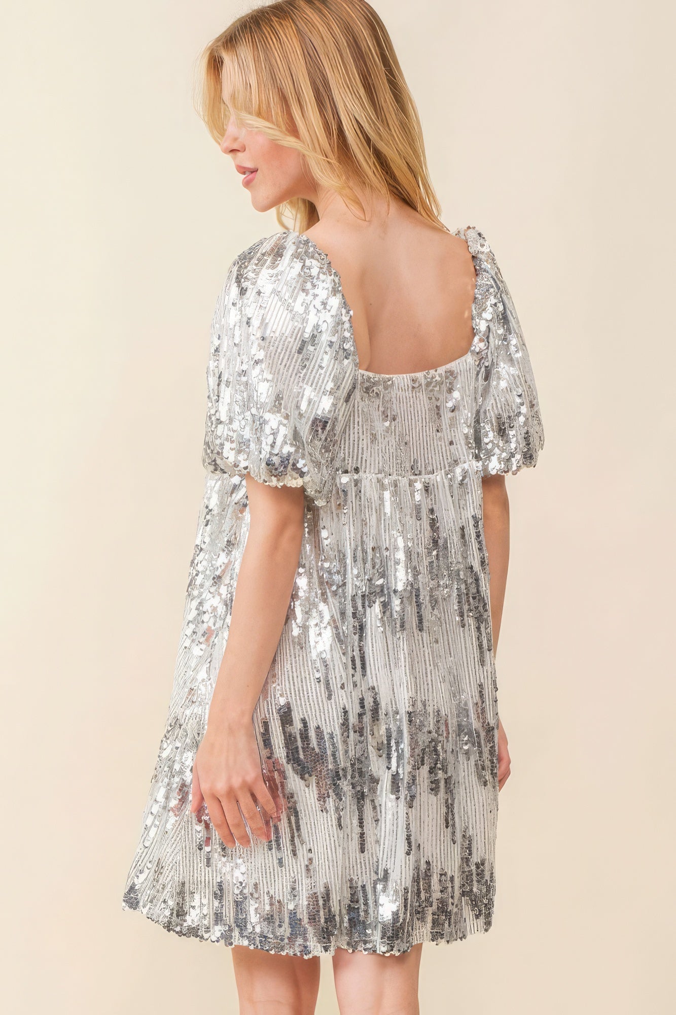 Sequin Babydoll Mini Dress - Farnelli