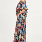 Printed Ruffle Top And Pleated Skirt Set - Farnelli