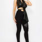 Faux Leather Top Pants Set - Farnelli