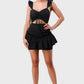 Sweetheart With Drawstring Bow Cutout Ruffled Flutter Sleeves Mini Dress - Farnelli