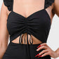 Sweetheart With Drawstring Bow Cutout Ruffled Flutter Sleeves Mini Dress - Farnelli