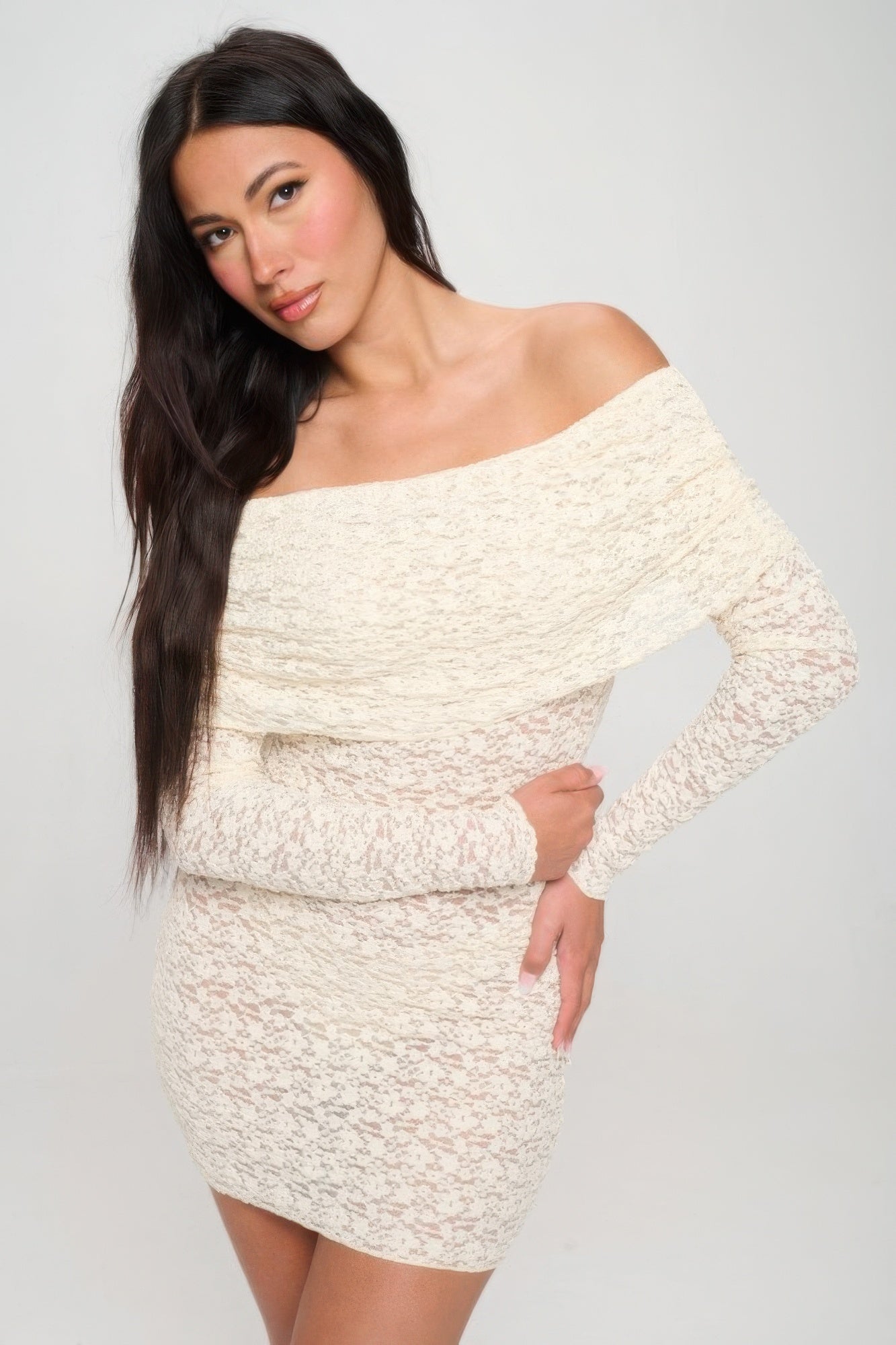 Off Shoulder Lace Dress - Farnelli