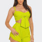 Front Oversized Bow Twisted Tie Top And Shorts Set - Farnelli