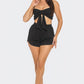 Front Oversized Bow Twisted Tie Top And Shorts Set - Farnelli