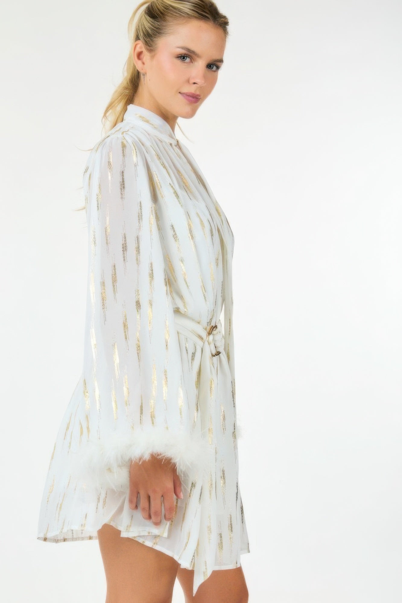 Metallic Print Short Dress - Farnelli