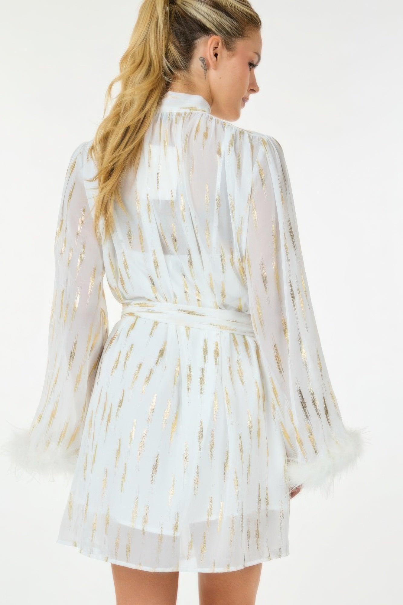 Metallic Print Short Dress - Farnelli