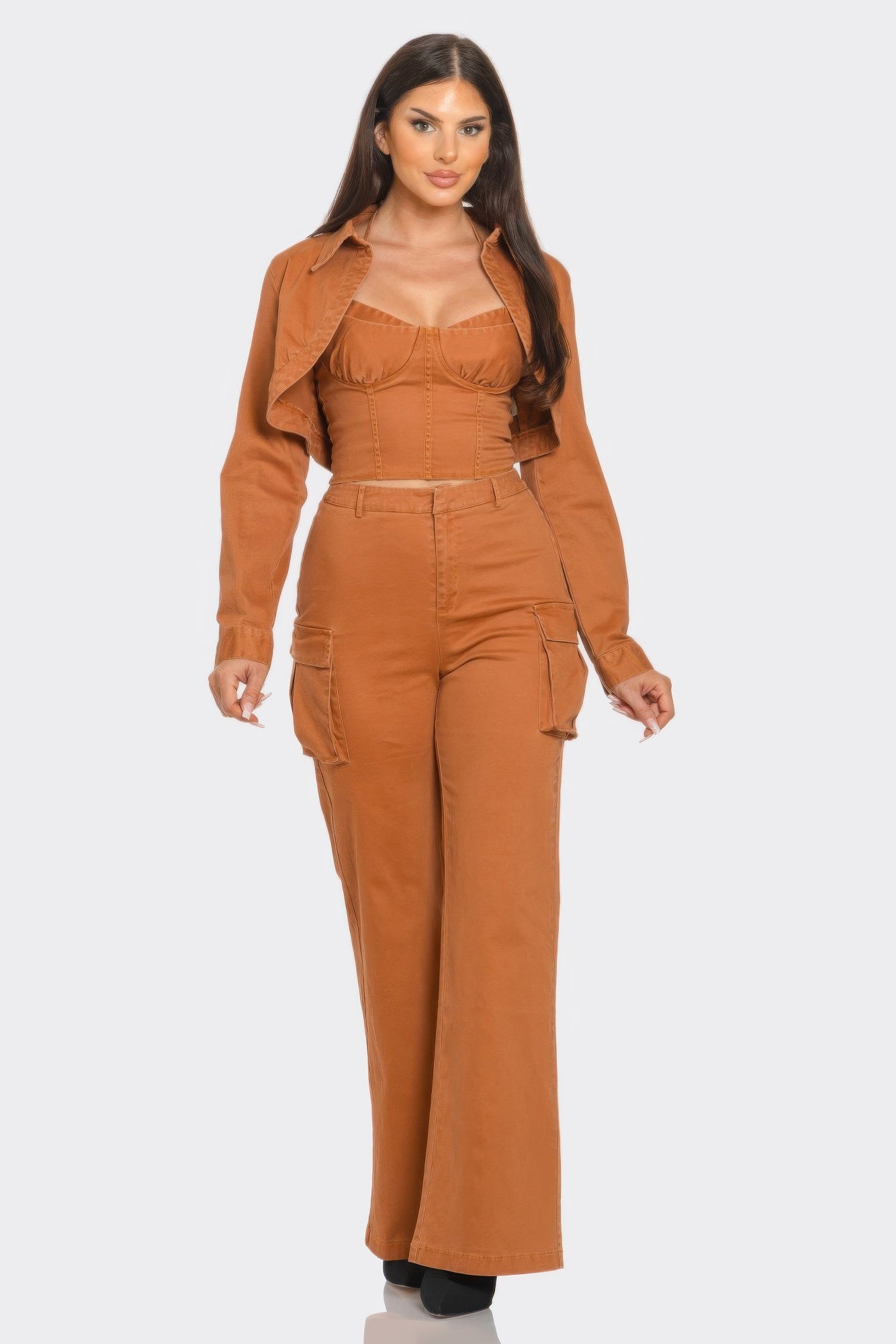 Crop Jacket 3pcs Set - Farnelli