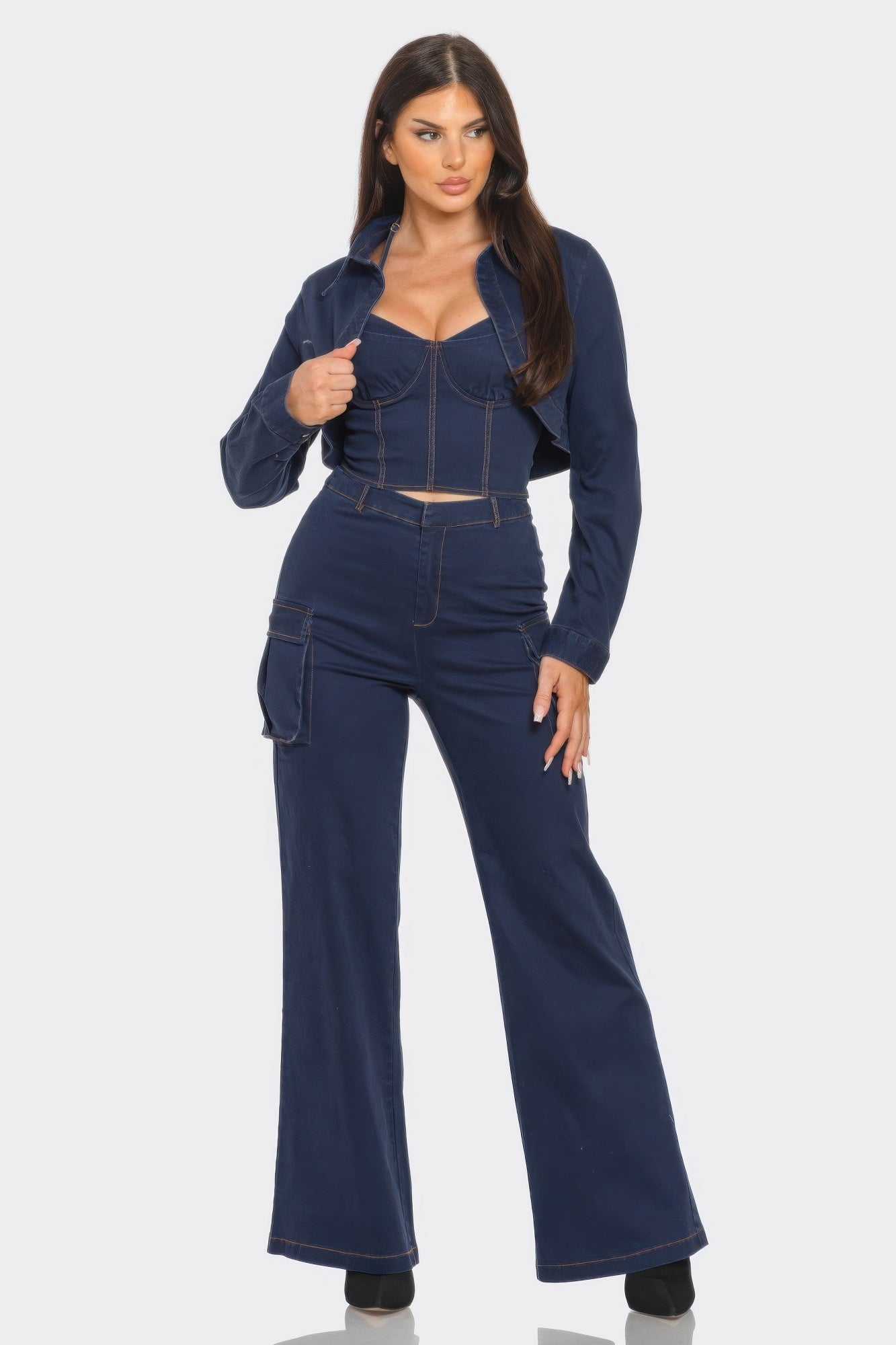 Crop Jacket 3pcs Set - Farnelli