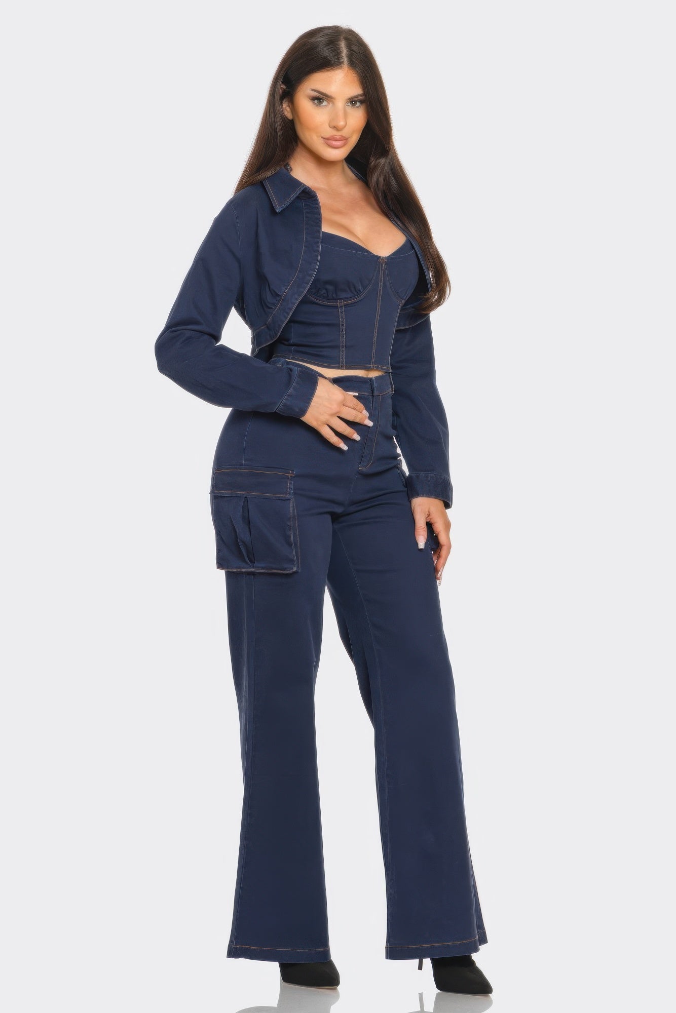 Crop Jacket 3pcs Set - Farnelli