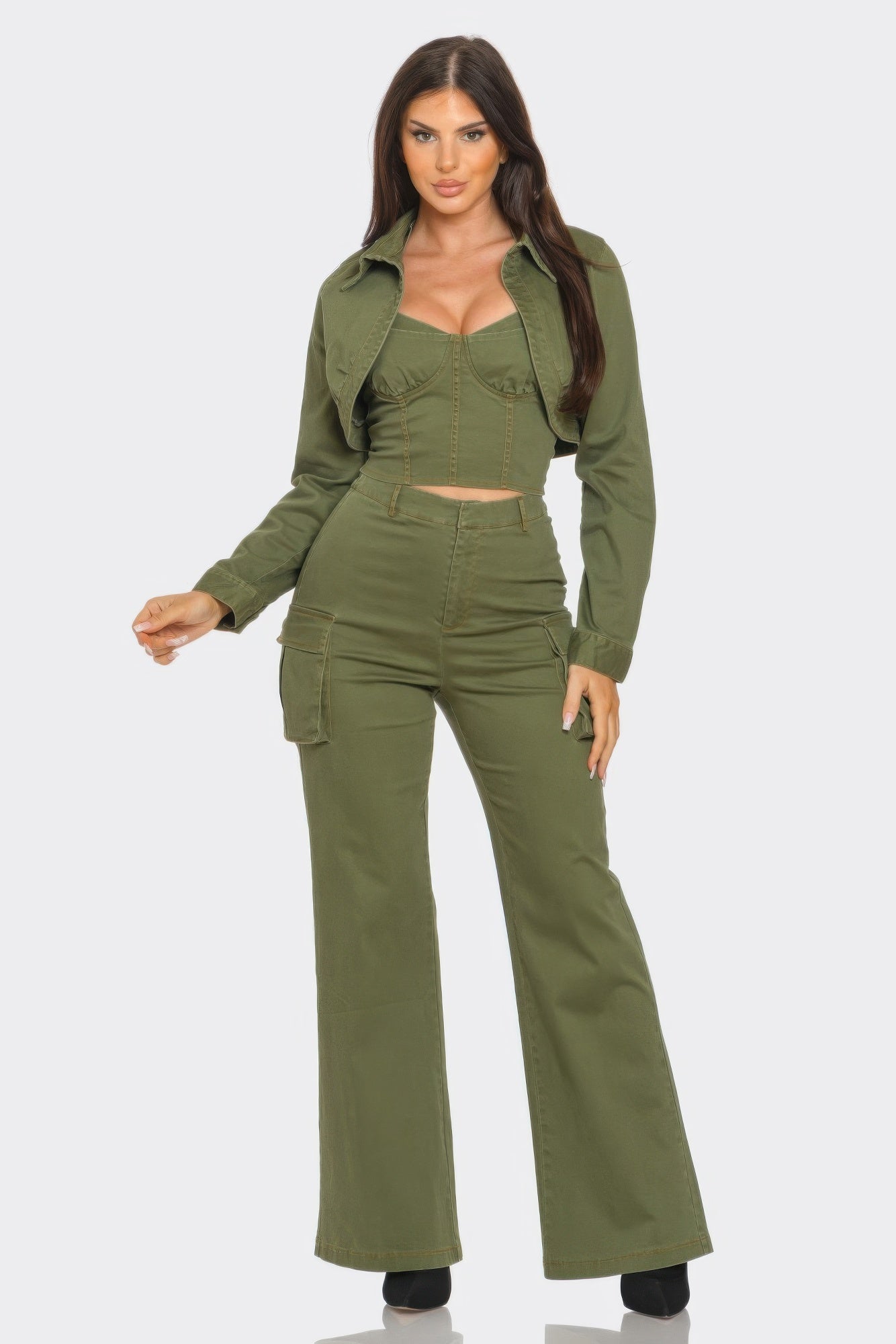 Crop Jacket 3pcs Set - Farnelli
