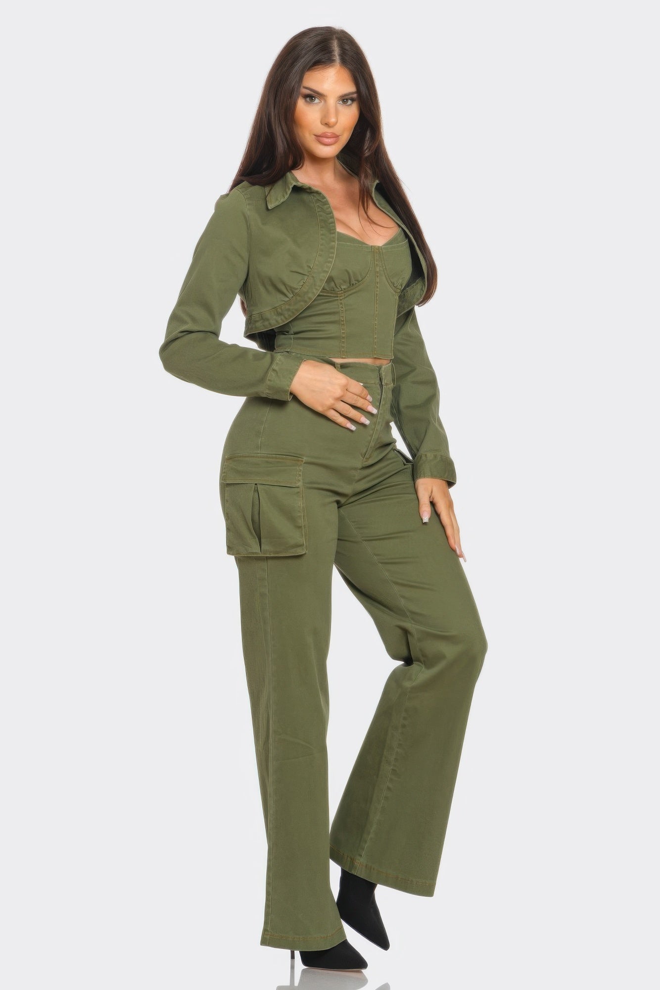 Crop Jacket 3pcs Set - Farnelli