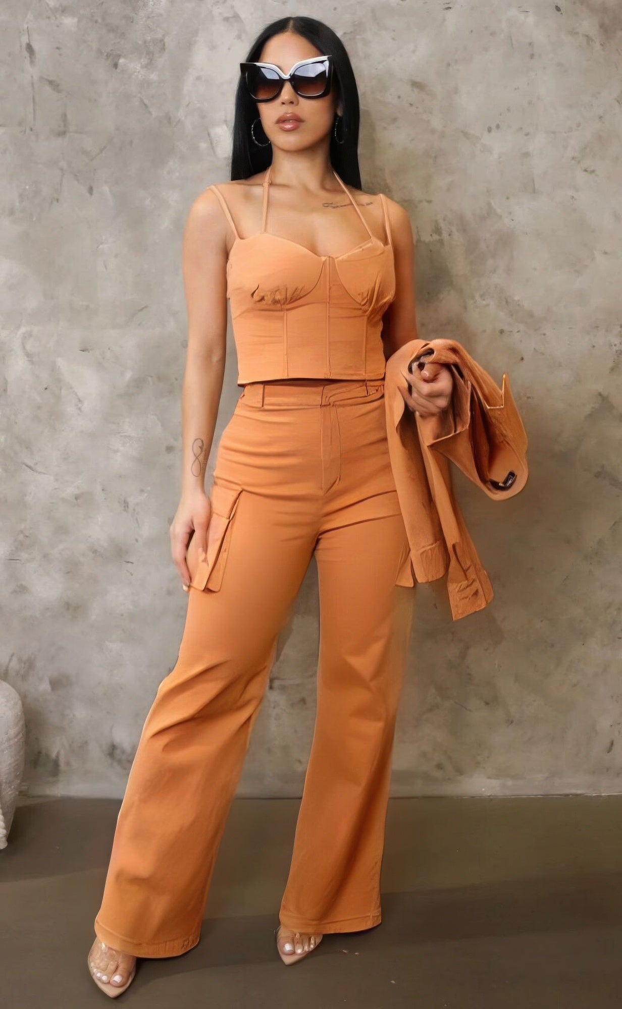 Crop Jacket 3pcs Set - Farnelli