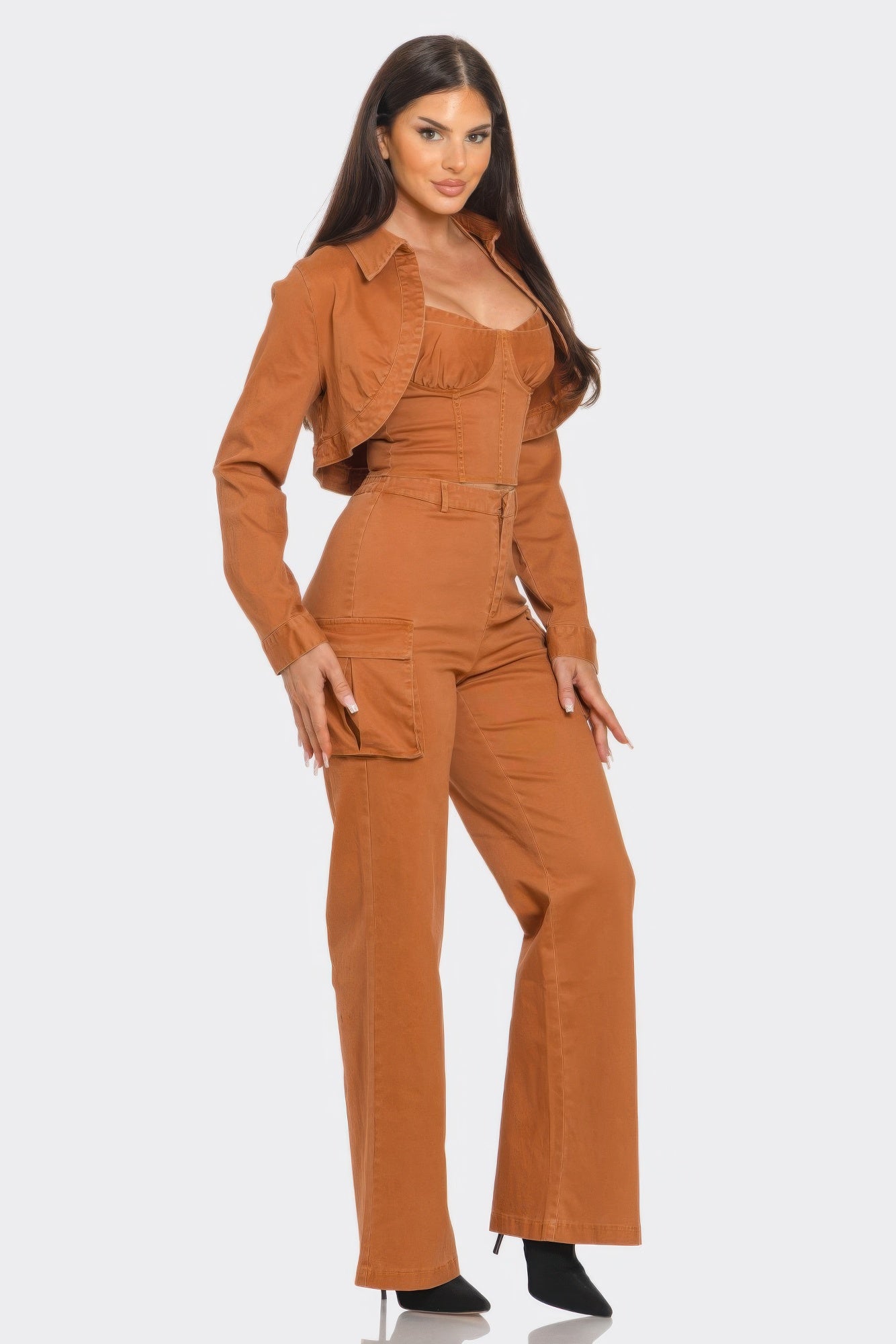 Crop Jacket 3pcs Set - Farnelli