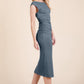 Cap Sleeve Boatneck Open Back Midi Dress - Farnelli