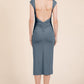 Cap Sleeve Boatneck Open Back Midi Dress - Farnelli