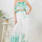 Printed Crop Top & Wide Leg Long Pants Set - Farnelli