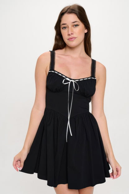 Front Ribbon Tie Bustier Dress - Farnelli