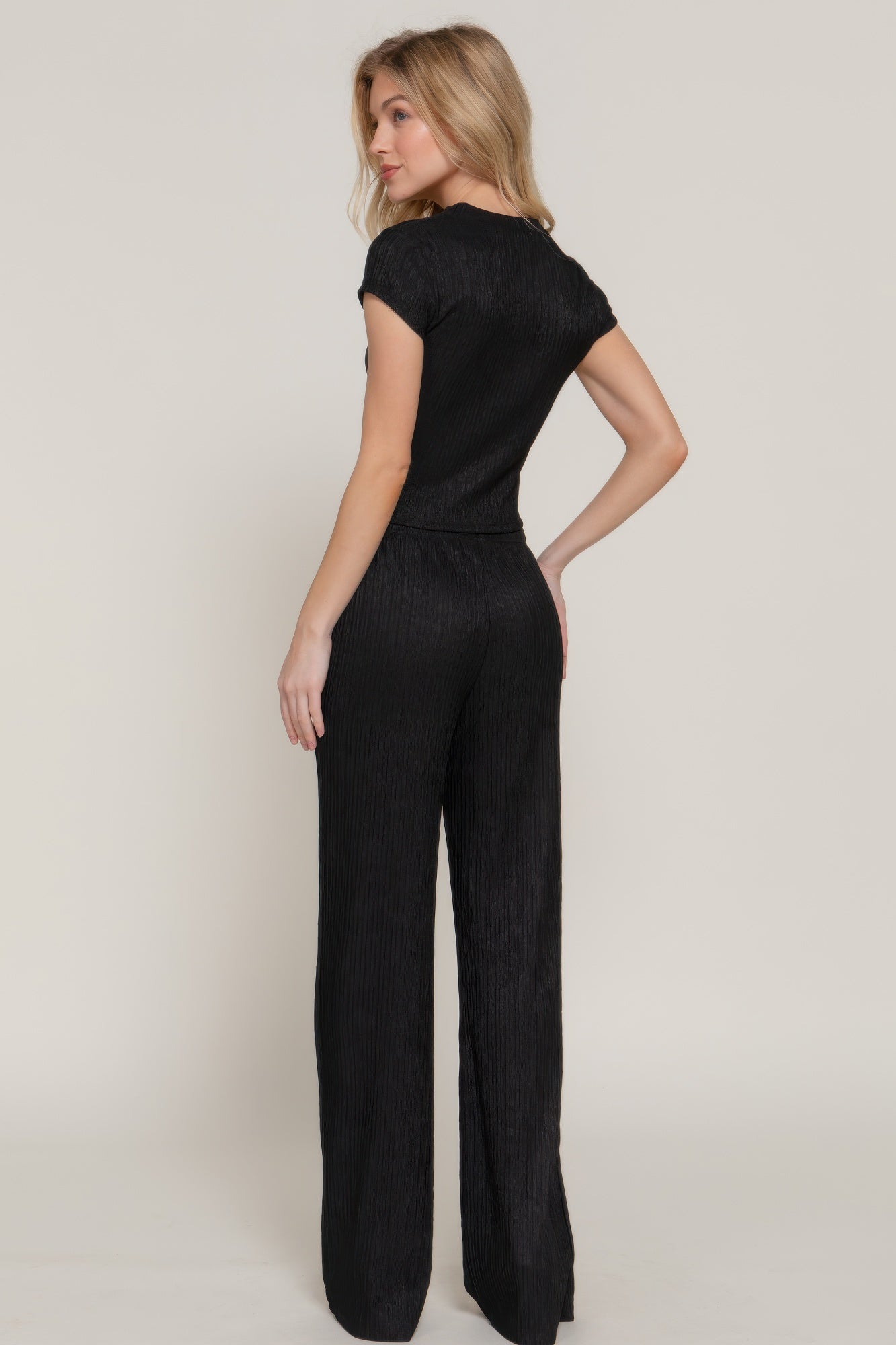 Short Slv Top & Flare Pants Set - Farnelli